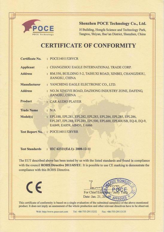 CE certificate-car audio player